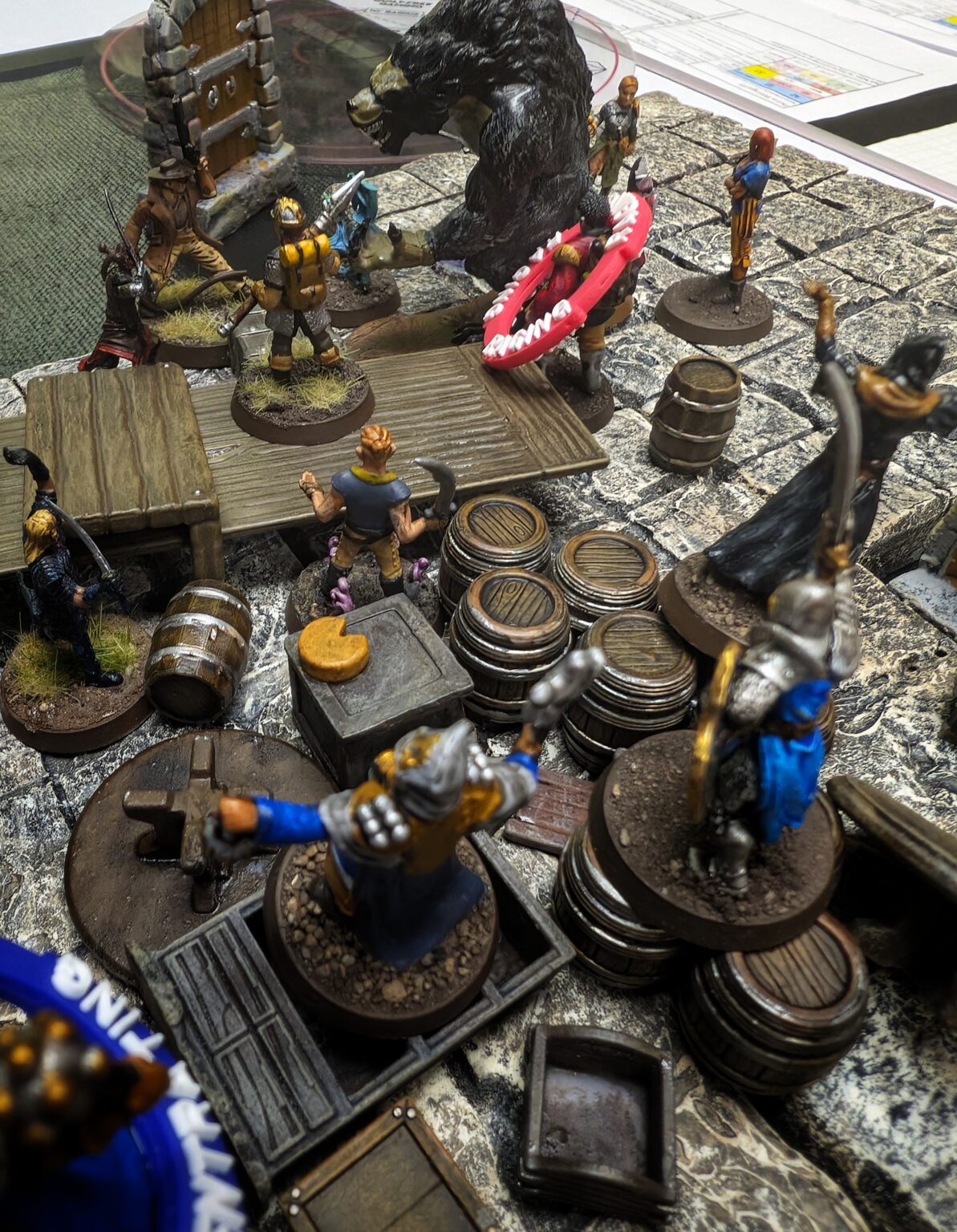 Cinematic encounter staging with miniatures and terrain